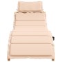 Tumbona con cojín beige madera maciza de acacia de vidaXL, Tumbonas - Ref: Foro24-367635, Precio: 161,56 €, Descuento: %