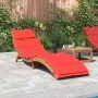 Lounger with red cushion solid acacia wood by vidaXL, Loungers - Ref: Foro24-367637, Price: 169,82 €, Discount: %