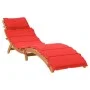 Lounger with red cushion solid acacia wood by vidaXL, Loungers - Ref: Foro24-367637, Price: 169,82 €, Discount: %