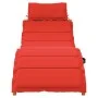 Lounger with red cushion solid acacia wood by vidaXL, Loungers - Ref: Foro24-367637, Price: 169,82 €, Discount: %