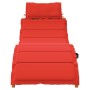 Tumbona con cojín rojo madera maciza de acacia de vidaXL, Tumbonas - Ref: Foro24-367637, Precio: 172,30 €, Descuento: %