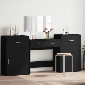 Black Engineered Wood 4-Piece Vanity Set by vidaXL, Bedroom furniture sets - Ref: Foro24-3276526, Price: 245,88 €, Discount: %