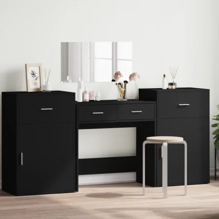 Black Engineered Wood 4-Piece Vanity Set by vidaXL, Bedroom furniture sets - Ref: Foro24-3276526, Price: 230,26 €, Discount: %