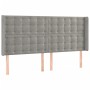 Cabecero con orejas de terciopelo gris claro 183x16x118/128 cm