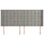Cabecero con orejas de terciopelo gris claro 183x16x118/128 cm