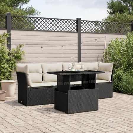 5-teiliges Gartenmöbel-Set und schwarze synthetische Rattankissen von vidaXL, Gartensets - Ref: Foro24-3266346, Preis: 342,85...