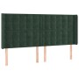 Cabecero con orejas de terciopelo verde oscuro 183x16x118/128cm