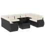 Set de sofás de jardín 10 pzas cojines ratán sintético negro