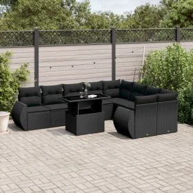 Gartensofa-Set 10-teilig mit schwarzen synthetischen Rattankissen von vidaXL, Gartensets - Ref: Foro24-3268755, Preis: 760,23...