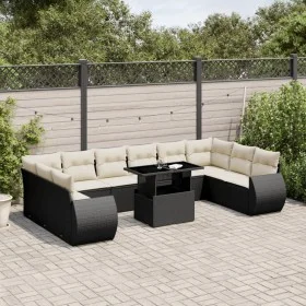 11-piece garden sofa set and black synthetic rattan cushions by vidaXL, Garden sets - Ref: Foro24-3268776, Price: 776,24 €, D...