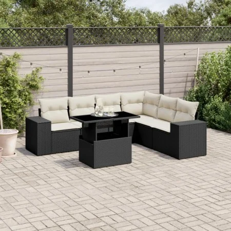 7-piece garden sofa set with black synthetic rattan cushions by vidaXL, Garden sets - Ref: Foro24-3269186, Price: 493,58 €, D...