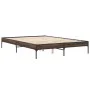 Estructura cama madera ingeniería metal marrón roble 150x200 cm de vidaXL, Camas y somieres - Ref: Foro24-845015, Precio: 111...
