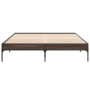 Oak brown metal engineered wood bed frame 150x200 cm by vidaXL, Beds and slatted bases - Ref: Foro24-845015, Price: 112,89 €,...