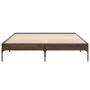 Oak brown metal engineered wood bed frame 150x200 cm by vidaXL, Beds and slatted bases - Ref: Foro24-845015, Price: 111,49 €,...