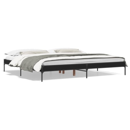 Estructura de cama madera de ingeniería y metal negro 200x200cm de vidaXL, Camas y somieres - Ref: Foro24-844996, Precio: 99,...