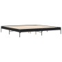 Estructura de cama madera de ingeniería y metal negro 200x200cm de vidaXL, Camas y somieres - Ref: Foro24-844996, Precio: 99,...
