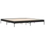 Estructura de cama madera de ingeniería y metal negro 200x200cm de vidaXL, Camas y somieres - Ref: Foro24-844996, Precio: 99,...