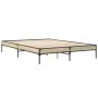 Estructura cama madera ingeniería metal roble Sonoma 140x200 cm de vidaXL, Camas y somieres - Ref: Foro24-845017, Precio: 106...