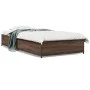 Estructura cama madera ingeniería metal marrón roble 100x200 cm de vidaXL, Camas y somieres - Ref: Foro24-845110, Precio: 73,...