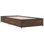 Estructura cama madera ingeniería metal marrón roble 100x200 cm de vidaXL, Camas y somieres - Ref: Foro24-845110, Precio: 73,...
