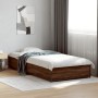 Estructura cama madera ingeniería metal marrón roble 100x200 cm de vidaXL, Camas y somieres - Ref: Foro24-845110, Precio: 73,...