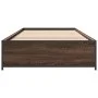 Estructura cama madera ingeniería metal marrón roble 100x200 cm de vidaXL, Camas y somieres - Ref: Foro24-845110, Precio: 73,...
