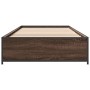 Estructura cama madera ingeniería metal marrón roble 100x200 cm de vidaXL, Camas y somieres - Ref: Foro24-845110, Precio: 73,...
