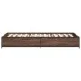 Estructura cama madera ingeniería metal marrón roble 100x200 cm de vidaXL, Camas y somieres - Ref: Foro24-845110, Precio: 73,...