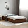 Engineered wood metal bed frame oak brown 75x190 cm by vidaXL, Beds and slatted bases - Ref: Foro24-845125, Price: 68,24 €, D...