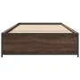 Engineered wood metal bed frame oak brown 75x190 cm by vidaXL, Beds and slatted bases - Ref: Foro24-845125, Price: 68,24 €, D...