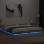 Sonoma gray wood bed frame with LED lights 200x200 cm by vidaXL, Beds and slatted bases - Ref: Foro24-3281075, Price: 207,13 ...