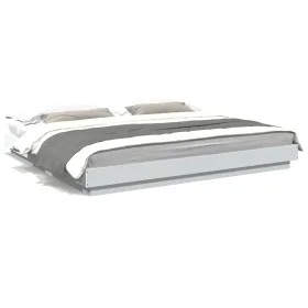White engineered wood bed frame with LED 180x200 cm by vidaXL, Beds and slatted bases - Ref: Foro24-3281077, Price: 198,03 €,...