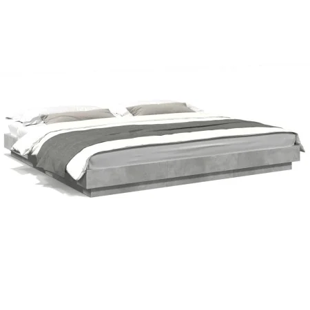 Bed frame with LED lights concrete gray wood 180x200 cm by vidaXL, Beds and slatted bases - Ref: Foro24-3281080, Price: 199,6...