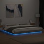 Bed frame with LED lights concrete gray wood 180x200 cm by vidaXL, Beds and slatted bases - Ref: Foro24-3281080, Price: 202,1...