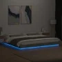 Bed frame with LED lights concrete gray wood 180x200 cm by vidaXL, Beds and slatted bases - Ref: Foro24-3281080, Price: 199,6...
