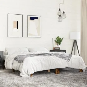 Engineered wood bed frame metal smoked oak 180x200cm by vidaXL, Beds and slatted bases - Ref: Foro24-3280224, Price: 127,68 €...