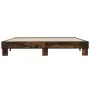 Engineered wood bed frame metal smoked oak 180x200cm by vidaXL, Beds and slatted bases - Ref: Foro24-3280224, Price: 127,68 €...