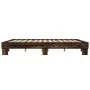 Engineered wood bed frame metal smoked oak 180x200cm by vidaXL, Beds and slatted bases - Ref: Foro24-3280224, Price: 127,68 €...