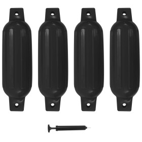 Defensas para barco 4 unidades PVC negro 41x11,5 cm