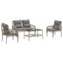 Gartensofa-Set mit Kissen, 4-teilig, beiges synthetisches Rattan von vidaXL, Gartensets - Ref: Foro24-368731, Preis: 252,61 €...