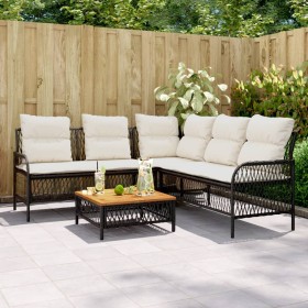 2-piece garden sofa set and black synthetic rattan cushions by vidaXL, Garden sets - Ref: Foro24-368733, Price: 315,71 €, Dis...