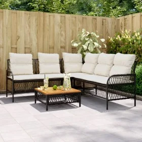 2-teilige Gartensofagarnitur und schwarze synthetische Rattankissen von vidaXL, Gartensets - Ref: Foro24-368733, Preis: 380,6...