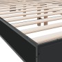Engineered wood and black metal bed frame 135x190cm by vidaXL, Beds and slatted bases - Ref: Foro24-3280207, Price: 145,22 €,...