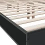 Engineered wood and black metal bed frame 135x190cm by vidaXL, Beds and slatted bases - Ref: Foro24-3280207, Price: 143,45 €,...