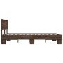 Engineered wood bed frame oak brown metal 135x190 cm by vidaXL, Beds and slatted bases - Ref: Foro24-3280211, Price: 145,22 €...