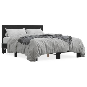 Engineered wood and black metal bed frame 120x200cm by vidaXL, Beds and slatted bases - Ref: Foro24-3280197, Price: 145,26 €,...
