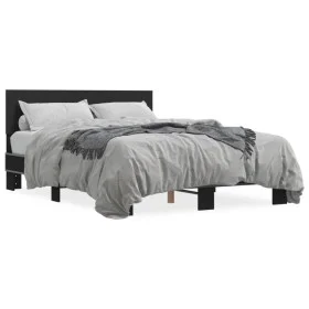 Engineered wood and black metal bed frame 120x200cm by vidaXL, Beds and slatted bases - Ref: Foro24-3280197, Price: 143,57 €,...