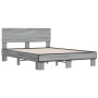 Estructura cama madera ingeniería metal gris Sonoma 140x200 cm