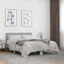 Sonoma gray metal engineered wood bed frame 140x200 cm by vidaXL, Beds and slatted bases - Ref: Foro24-3280195, Price: 148,01...