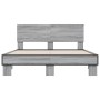 Estructura cama madera ingeniería metal gris Sonoma 140x200 cm